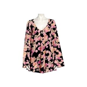 For Love & Lemons Pink Floral Oversized Tunic Top